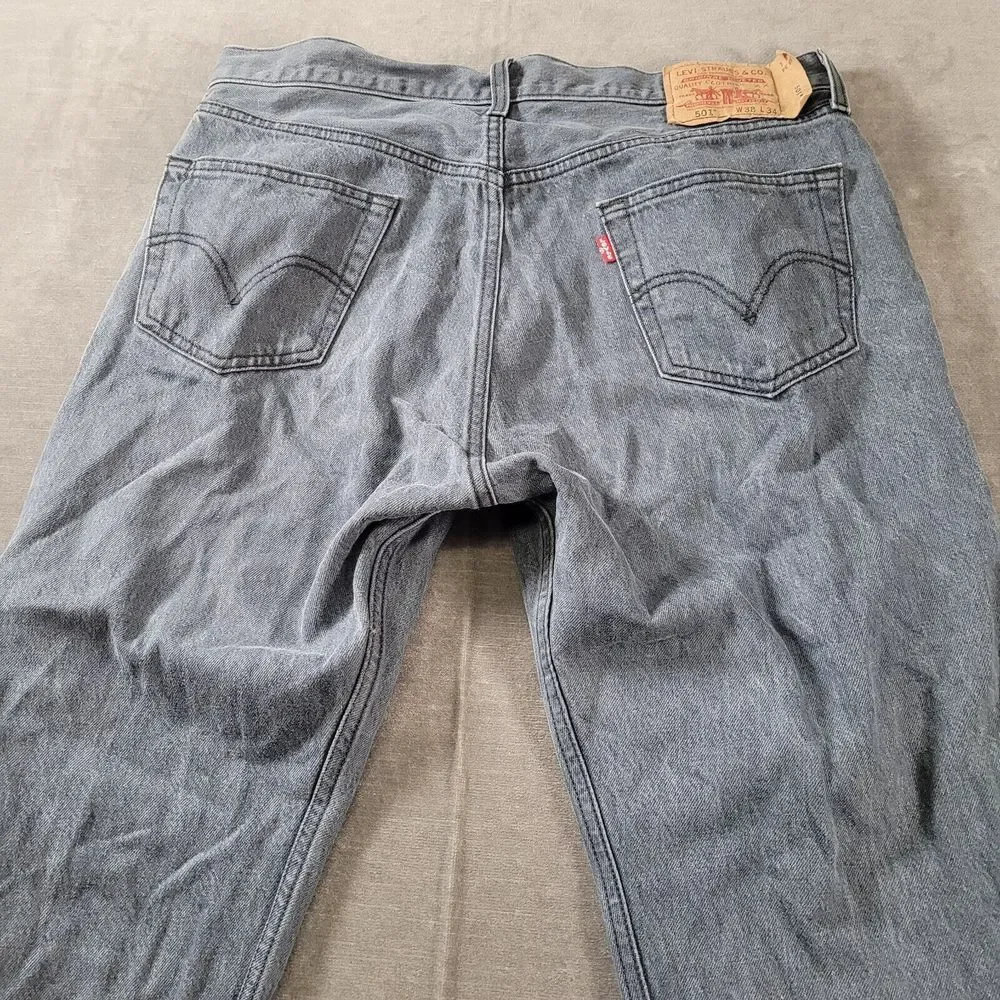 Levi's 501 Faded Black Mens Jeans‎ Grunge Skater Rocker Actual Size 34 x 26